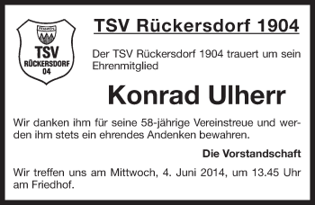 Traueranzeige von Konrad Ulherr von Pegnitz-Zeitung